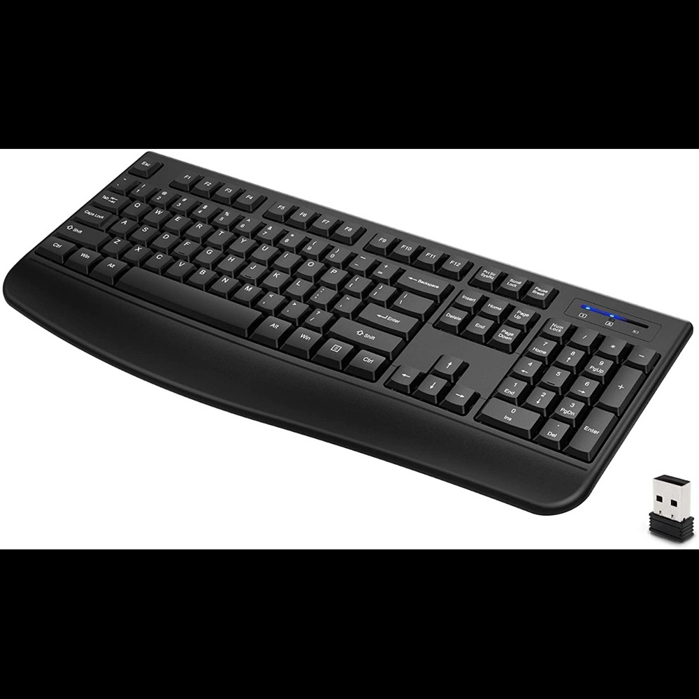 Loigys Wireless Keyboard, 2.4G Full-Sized Ergonomic with Wrist Rest
